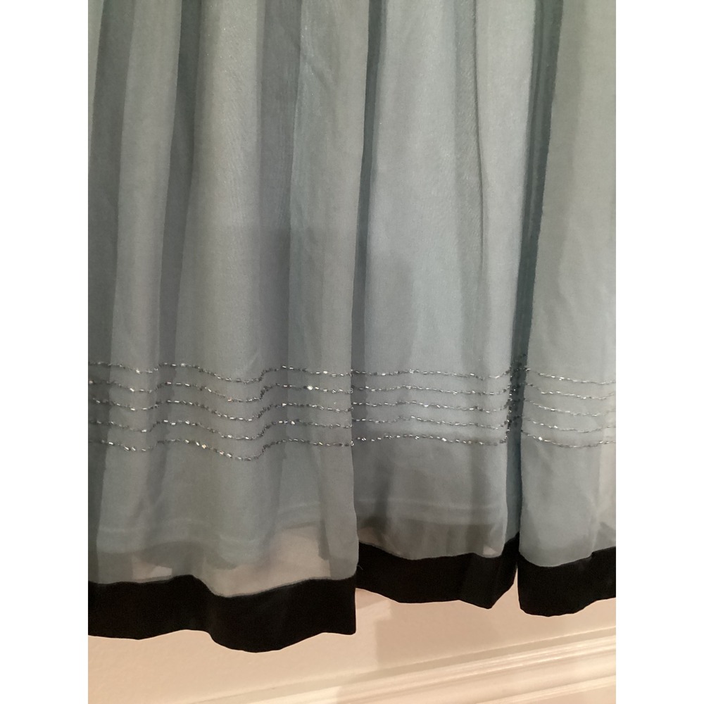 Sue Wong Nocturne Blue Silk Beaded Empire Waist Cocktail Dress Size 4 - Picture 4 of 10